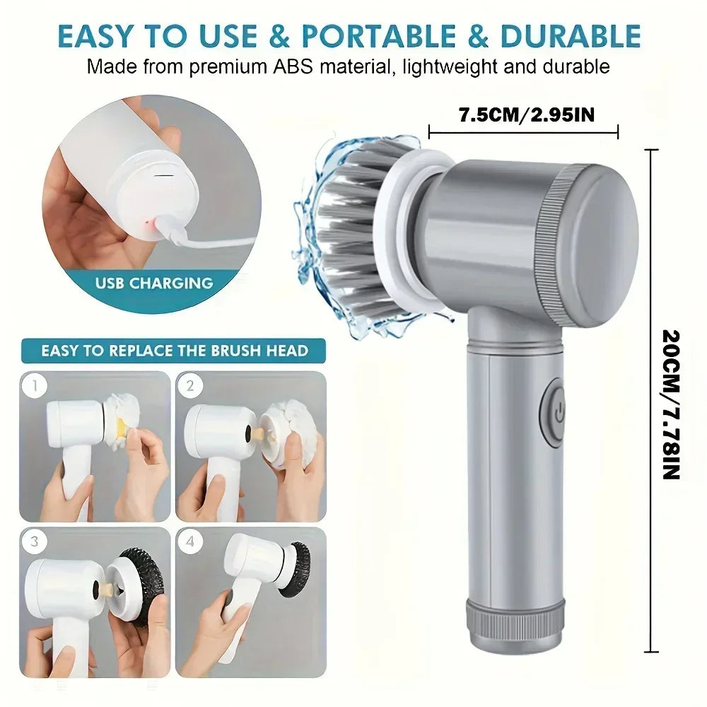 Rechargeable Electric Spin Scrubber Cleaning Brush Set