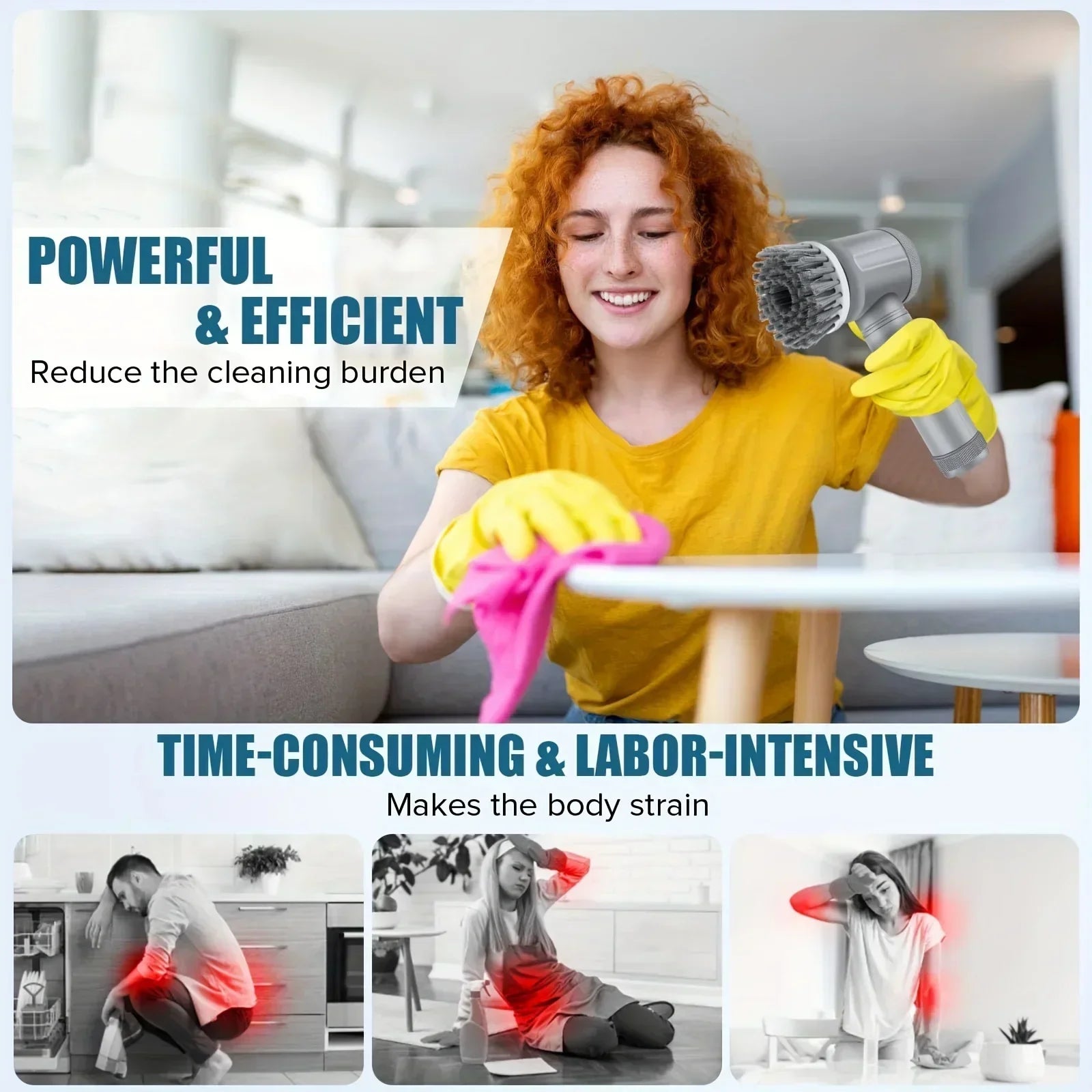 Rechargeable Electric Spin Scrubber Cleaning Brush Set
