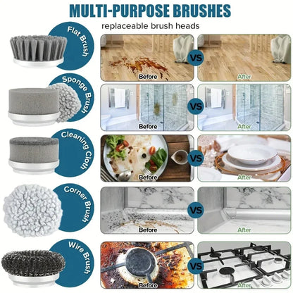 Rechargeable Electric Spin Scrubber Cleaning Brush Set