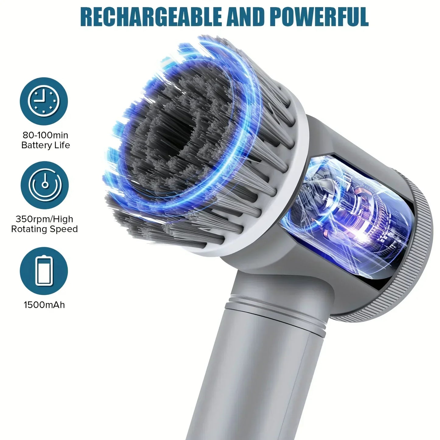 Rechargeable Electric Spin Scrubber Cleaning Brush Set