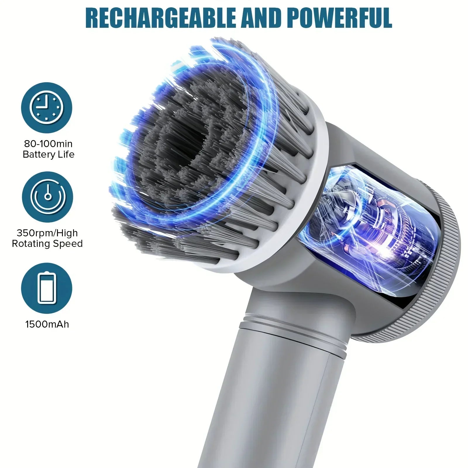 Rechargeable Electric Spin Scrubber Cleaning Brush Set